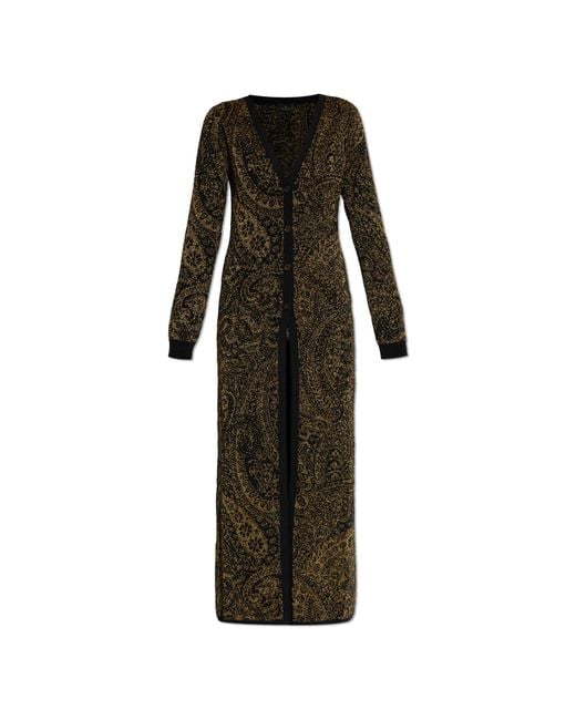 Etro Black Long Cardigan With Lurex Thread