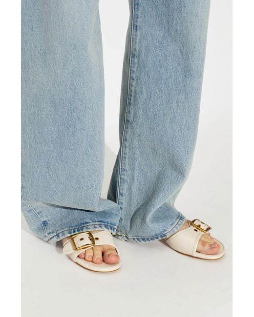 COACH White Leather Slides