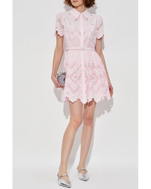 Self-Portrait Pink Lace Dress With Belt