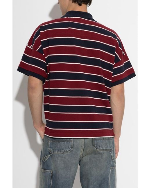 Rhude Red Striped Pattern Polo for men