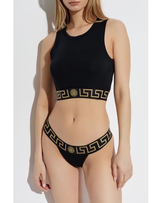 Versace Black Cotton Thongs