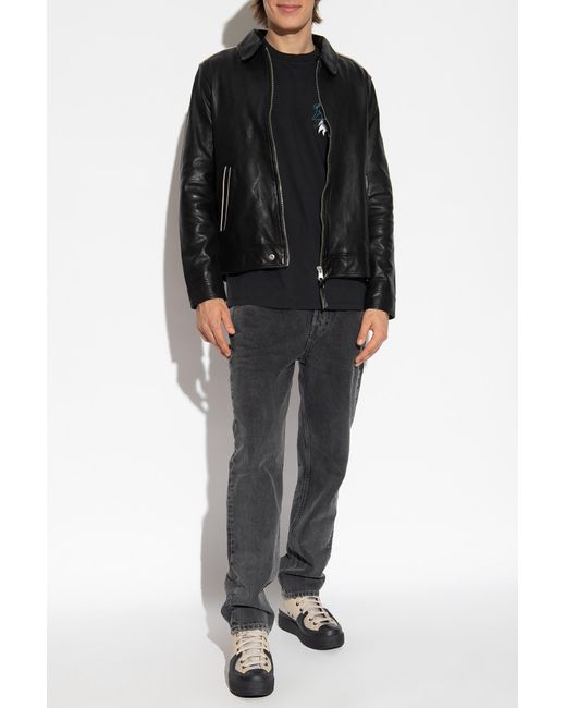 AllSaints Black ‘Regis’ Leather Jacket for men