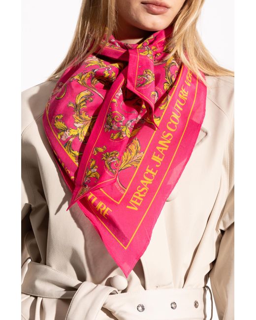 Versace Jeans Couture Pink Triangular Scarf With Print