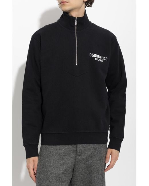 DSquared² Black Sweatshirt With Logo for men