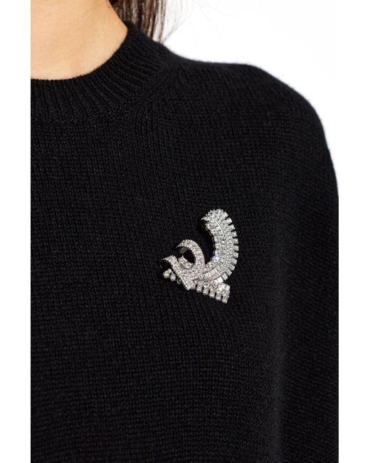 Ferragamo White Brooch With Crystals