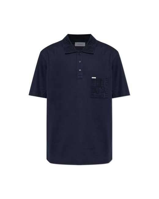 Ferragamo Blue Polo With Logo for men
