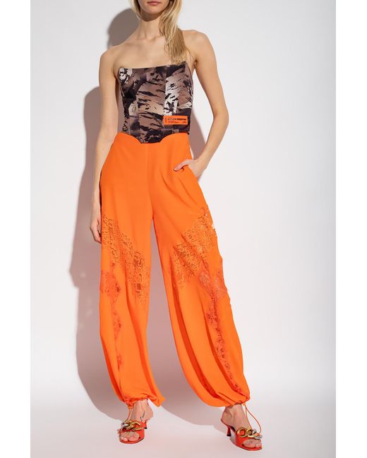 Stella McCartney Silk Trousers in Orange