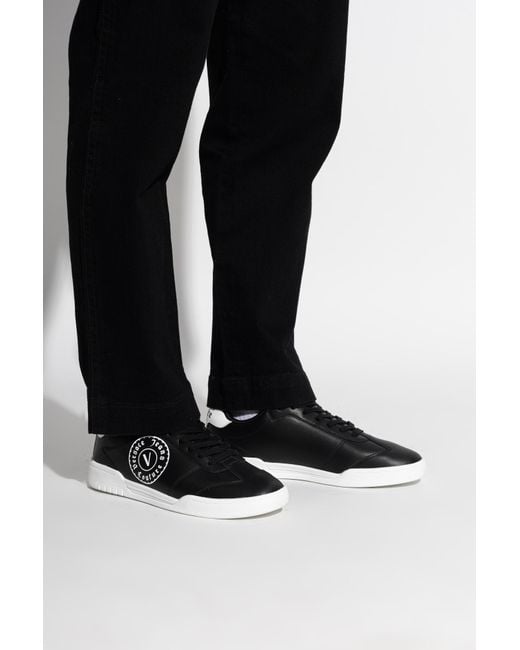 Versace Jeans Couture Black Sports Shoes With Printed Logo for men