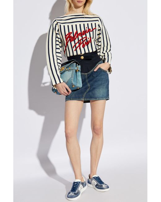 Balmain Blue Denim Skirt