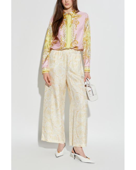 Versace White Silk Trousers