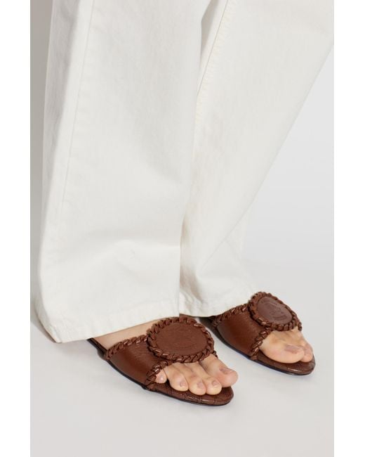 Burberry Brown 'Crest' Slides