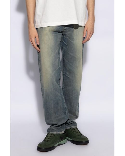 KENZO Blue 'asagao' Straight Leg Jeans, for men
