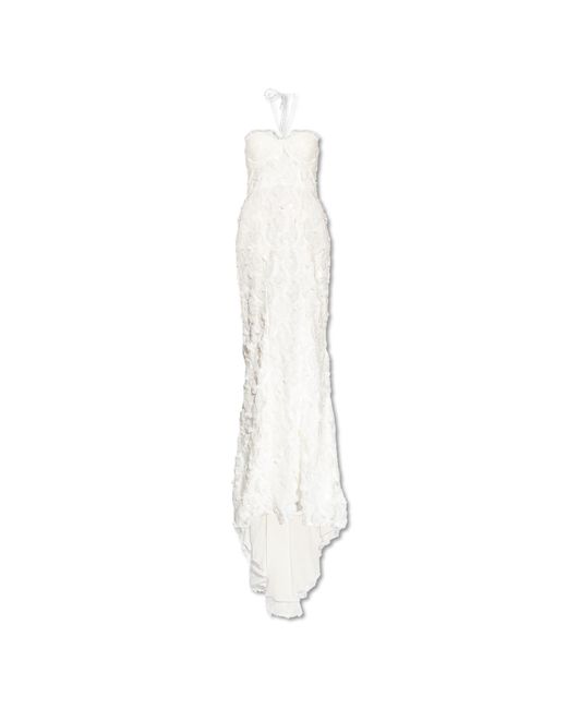 ROTATE BIRGER CHRISTENSEN White Long Dress With Bare Shoulders,