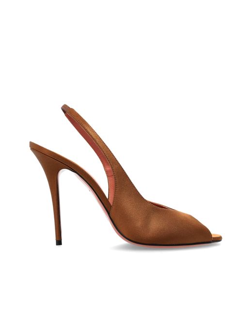AMINA MUADDI Brown Satin High-Heeled Shoes 'Kristina'