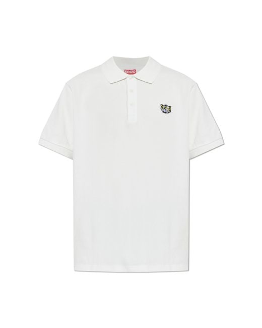 KENZO White Cotton Polo for men