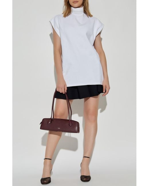 Alaïa White Top With A Stiffened Stand-Up Collar