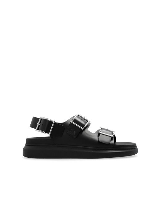 Alexander McQueen Black Leather Sandals, for men