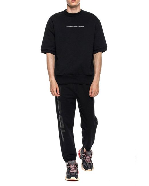 DIESEL Black Printed Sweatpants for men