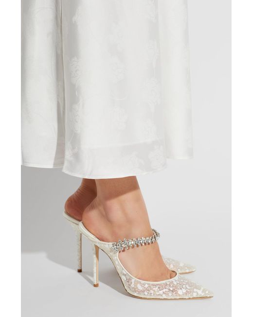 Jimmy Choo White 'Bing 100' Heeled Mules