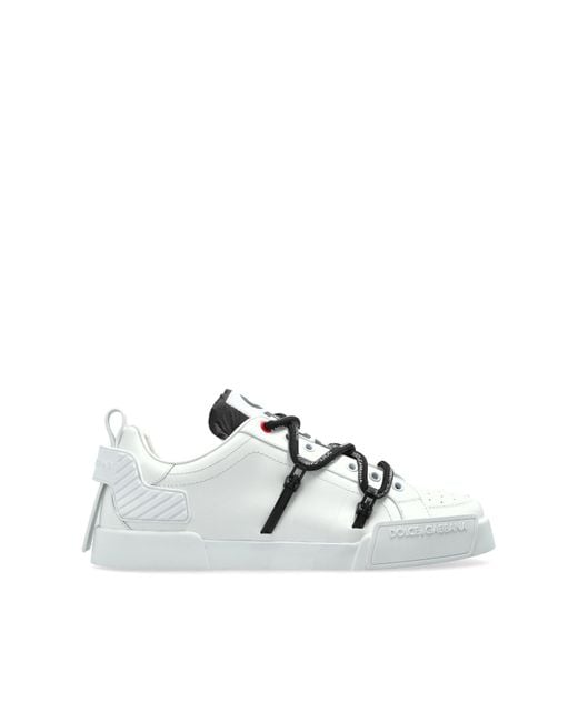 Dolce & Gabbana White Sports Shoes With Logo for men
