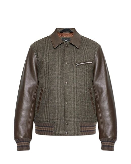 Rag & Bone Blue Wool Jacket With Leather Sleeves for men