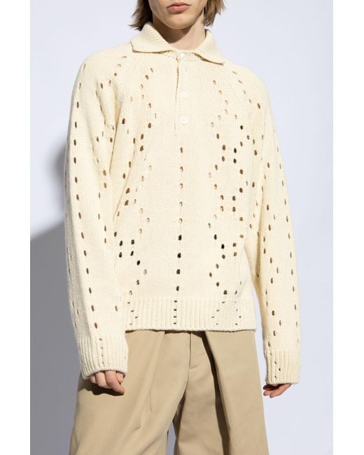 Givenchy Natural Openwork Sweater With Collar for men