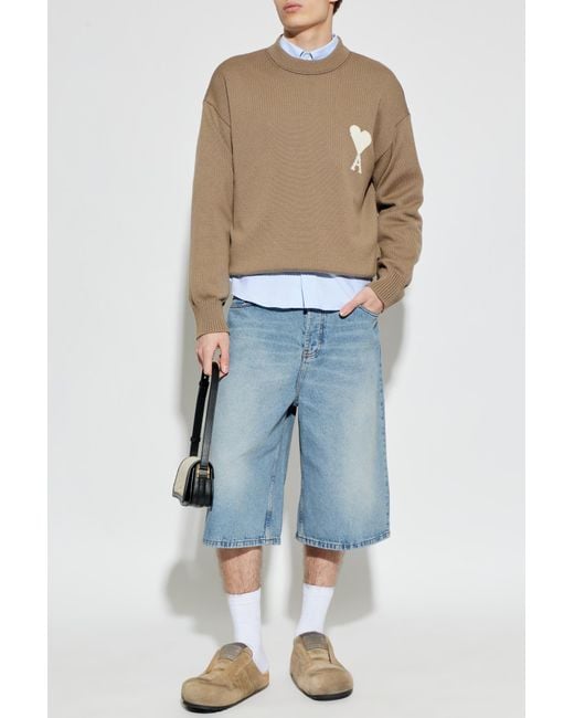 AMI Natural Sweater With Logo for men