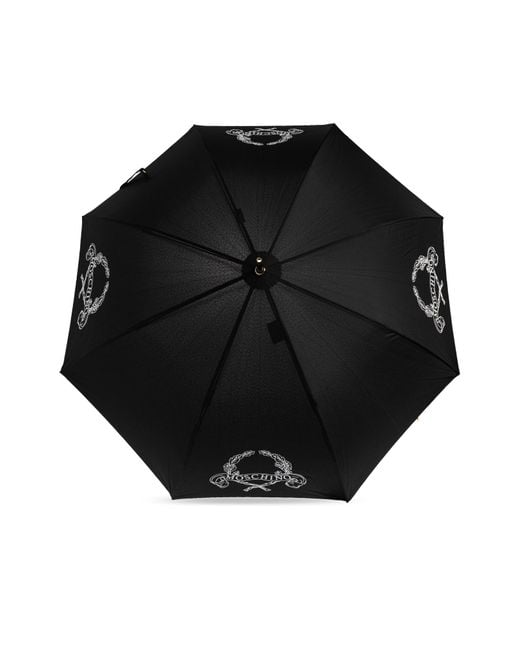 Moschino Black Parasol With Logo
