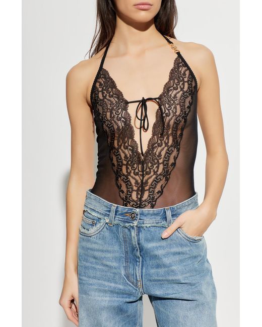 Versace Blue Lace Bodysuit