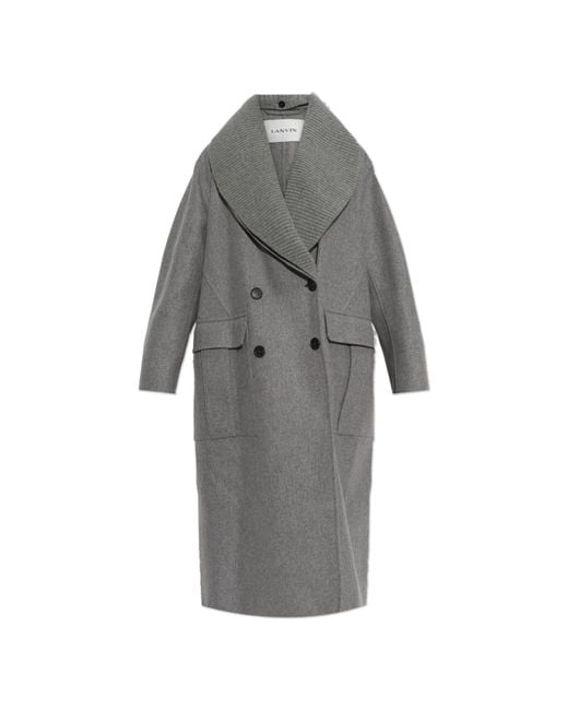 Lanvin Gray Wool Coat With Detachable Collar