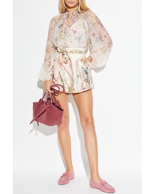 Zimmermann Natural Floral Motif Shorts