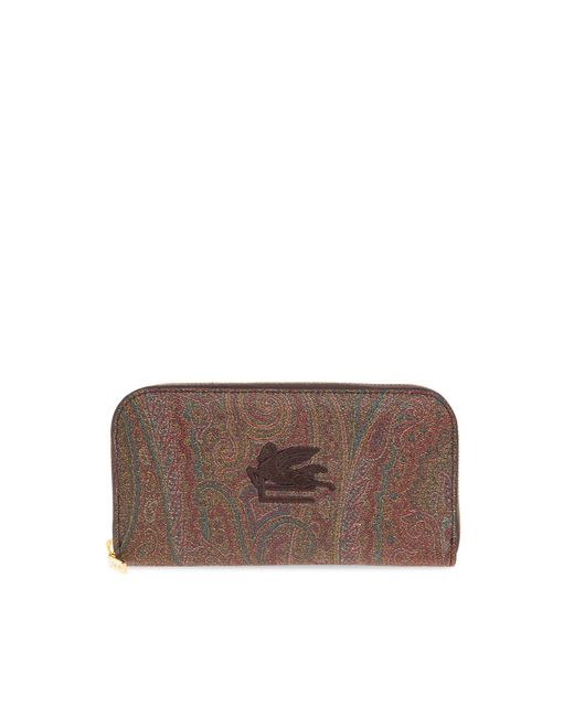 Etro Brown Wallet With Embroidered Logo
