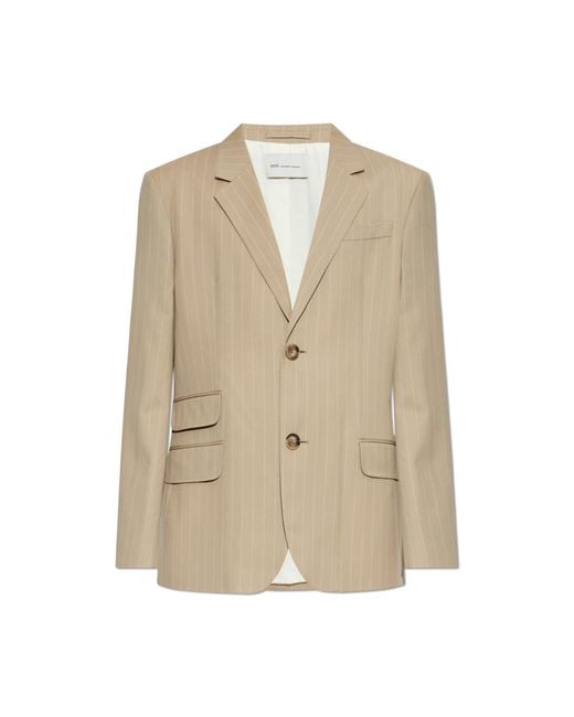 AMI Natural Wool Blazer With Single Vent for men