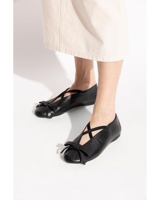 Moschino Black Leather Ballet Flats
