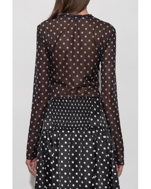 Ganni Black Polka Dot Pattern Top
