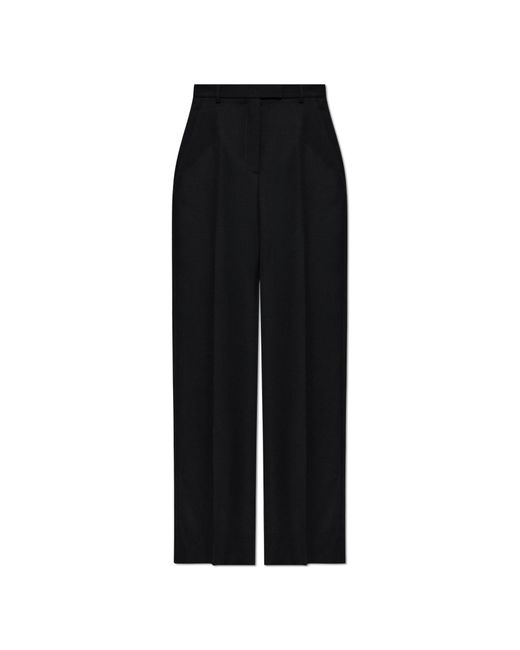 McQueen Black Wool Pleated Trousers