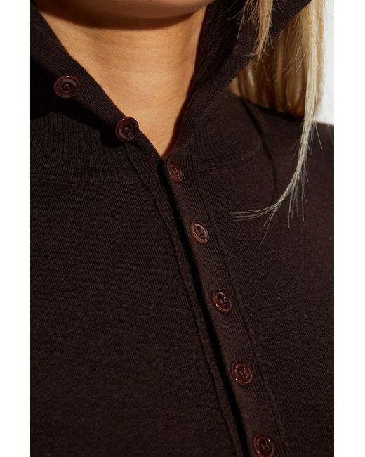 Lemaire Black Cardigan With Stand-Up Collar