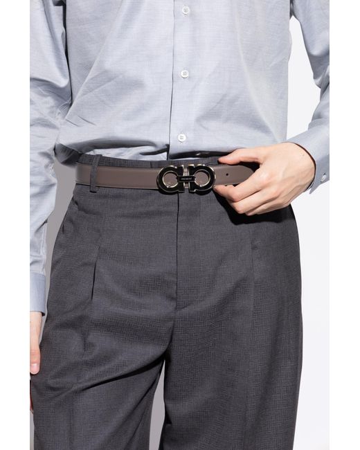 Ferragamo Gray Double-Sided Belt for men