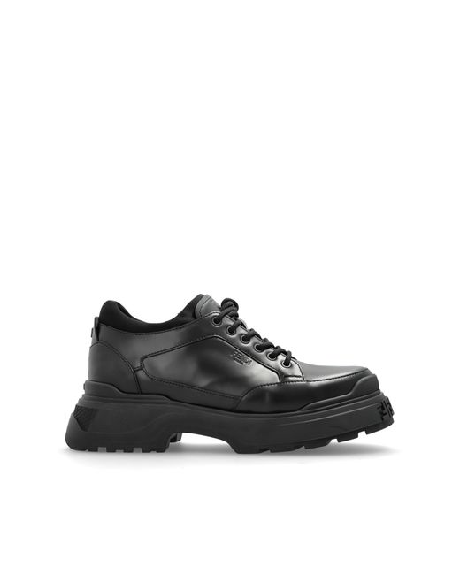 Fendi Black Leather Shoes "Force Light" for men
