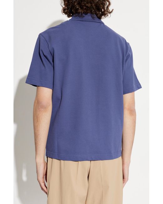 Moncler Blue Polo With Logo Patch for men