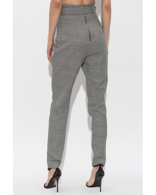 Balmain Gray Houndstooth Pattern Trousers