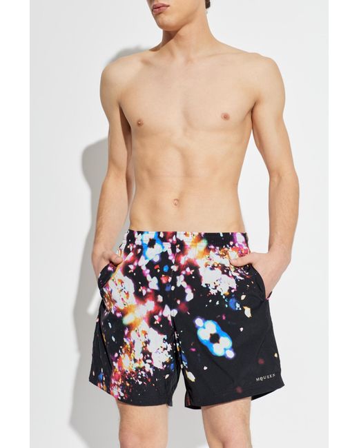 McQueen Blue Swim Shorts With Logo for men