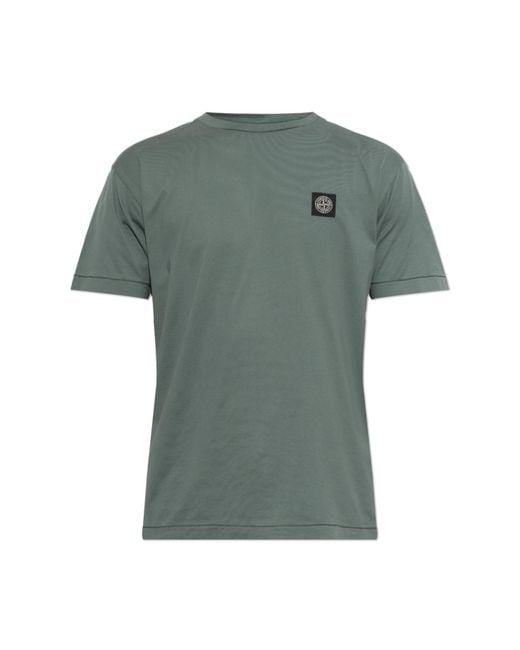 Stone Island Green T-Shirt With Logo Patch for men