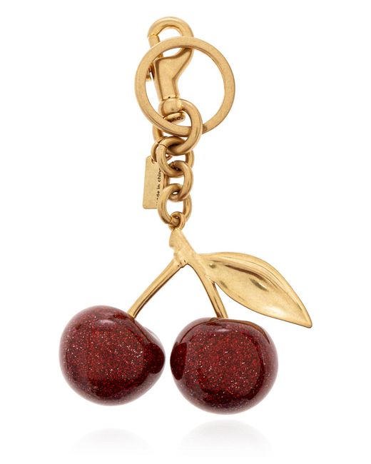 COACH Metallic Keychain With Cherry-Shaped Charm
