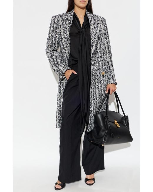 Balmain Black Silk Shirt With Decorative Scarf