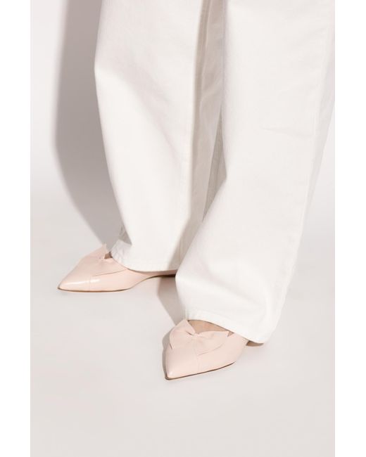 Ferragamo White Leather Ballet Flats With A Bow