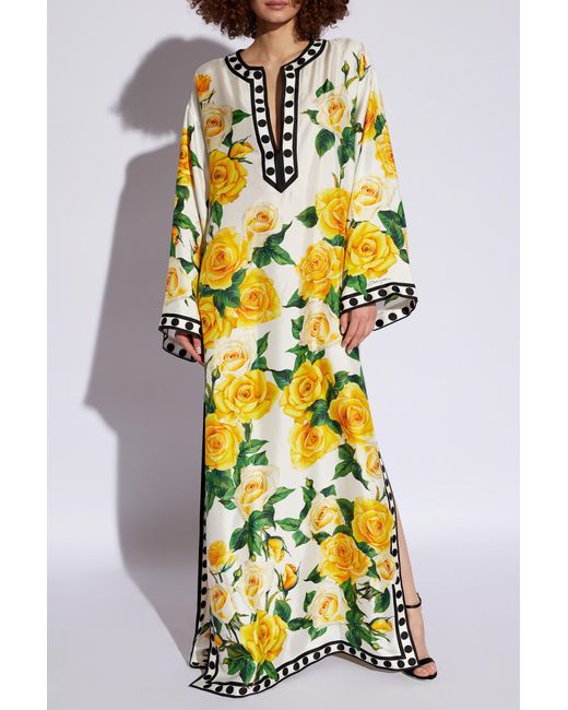 Dolce & Gabbana Yellow Silk Dress,