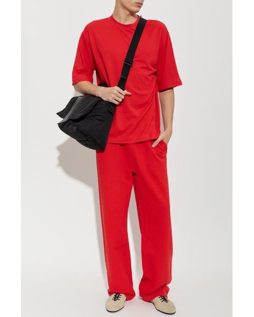 Jacquemus Red Oversized 'Rond Carre' T-Shirt for men