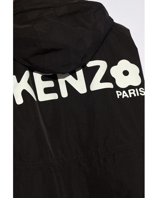 KENZO Black Rain Jacket With Logo,