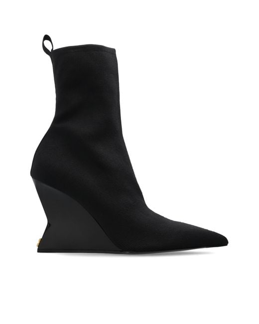 Balmain Black Wedge Ankle Boots